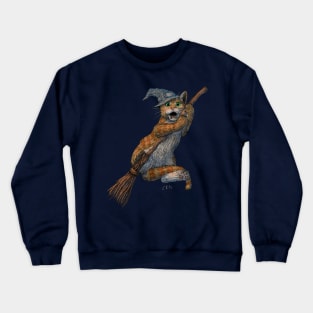 Funny Cat Witch Falling off a Broom Crewneck Sweatshirt